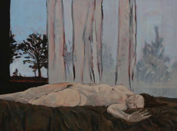 Nu au rideau - 60x80 -huile sur toile